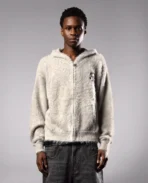 DavrilSupply Gris Classique Fourrure Fermeture Éclair