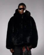 DavrilSupply Veste en fausse fourrure noire