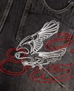 Jean ample noir DavrilSupply à motif faune sauvage (3)