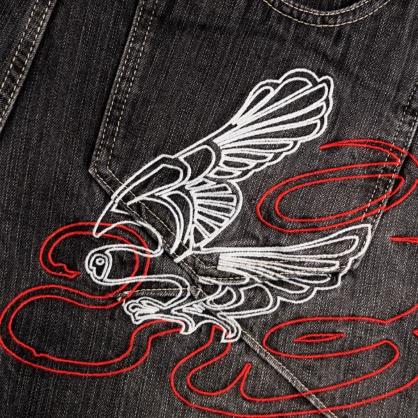 Jean ample noir DavrilSupply à motif faune sauvage (3)