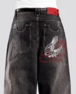 Jean ample noir DavrilSupply à motif faune sauvage (6)