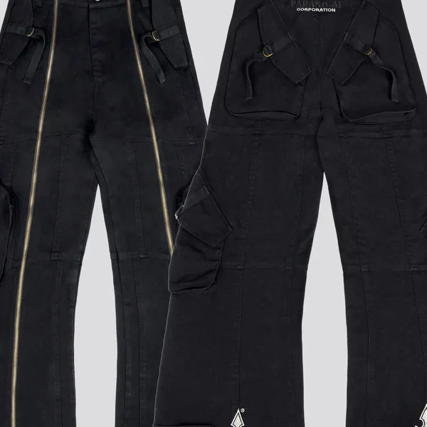 Pantalon cargo noir Para de Davrilsupply