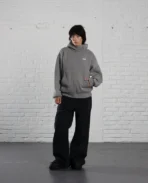 Sweat à capuche gris en maille Davrilsupply (2)