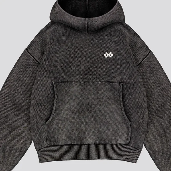 Sweat à capuche noir délavé Davrilsupply en maille